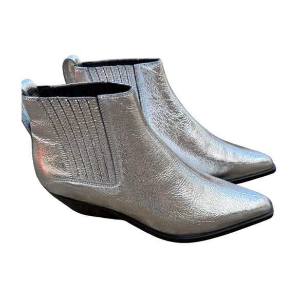 Rag & Bone Metallic Silver Leather Booties – Size 8-8.5 – NWT ($525 Retail) - Picture 2 of 7